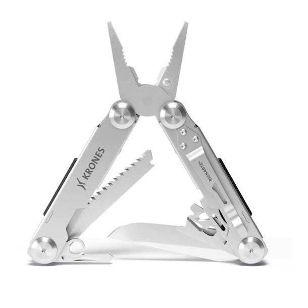 Krones Multitool aus Edelstahl mit ausgeklappten Werkzeugen