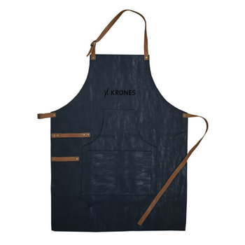 Krones Grillschürze in dunkelblau mit Logo, frontal aufgenommen