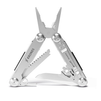 Krones Multitool aus Edelstahl mit ausgeklappten Werkzeugen