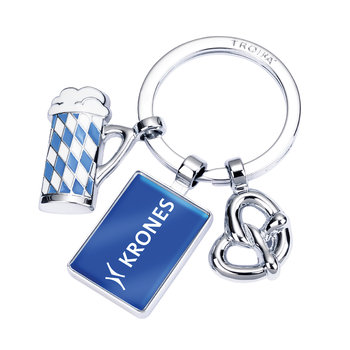 Bayerischer Krones Schlüsselanhänger mit Breze, Logo und Bierkrug